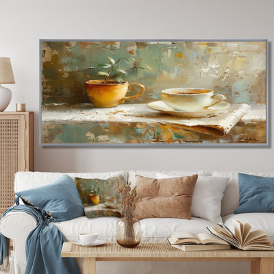 Tasse de café blanche et beige blanche - Art mural café
