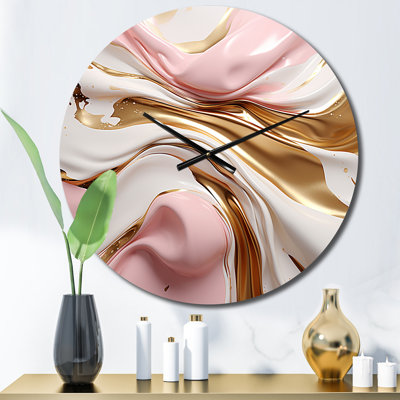 Horloge murale rose et or