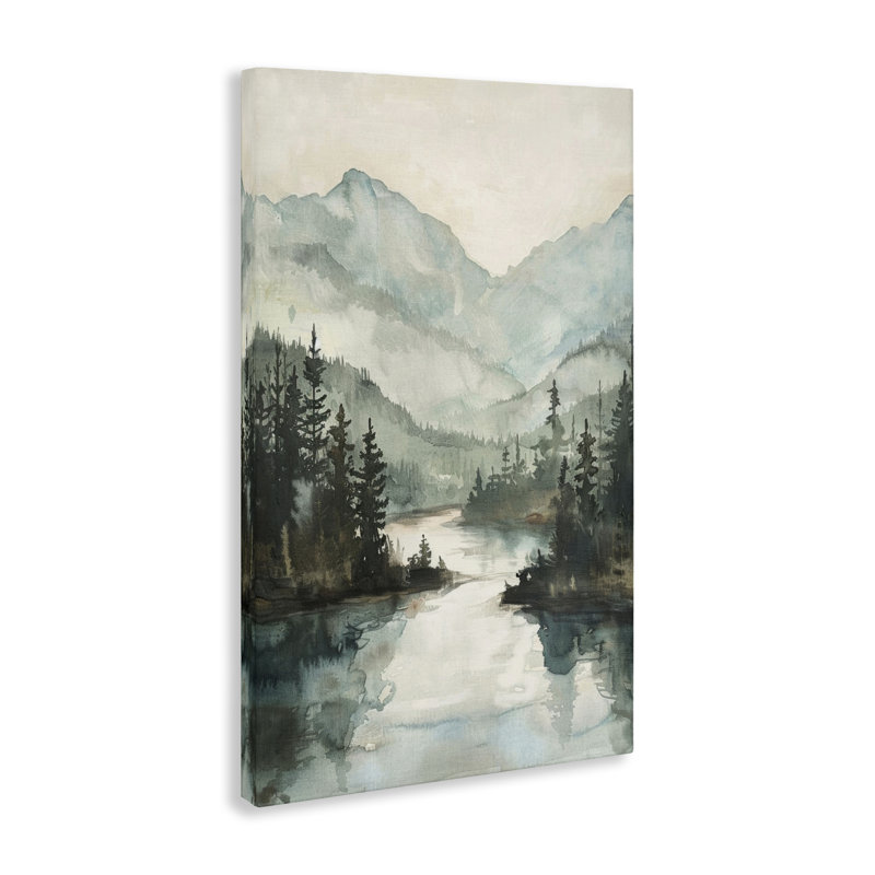  Art mural sur toile Mountain River View par LSR Design Studio, H 24 po x l 16 po