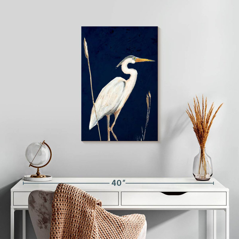 Brampt Heron On Navy II, 24" H x 16" W