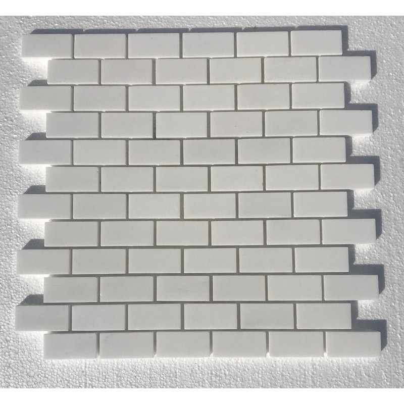 Mosaïque en brique de marbre et de plancher 1 po x 2 po Bianco Dolomite