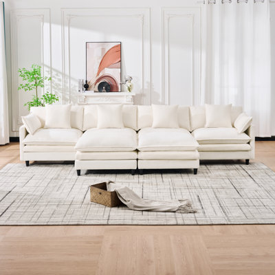 140.9-Inch U-Shaped Modular Sectional Sofa With 2 Movable Ottomans