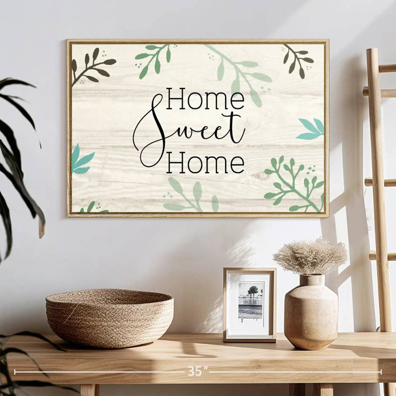 Panneau mural Home Sweet Home, Cadre flottant en bois naturel, 25 po x 17 po
