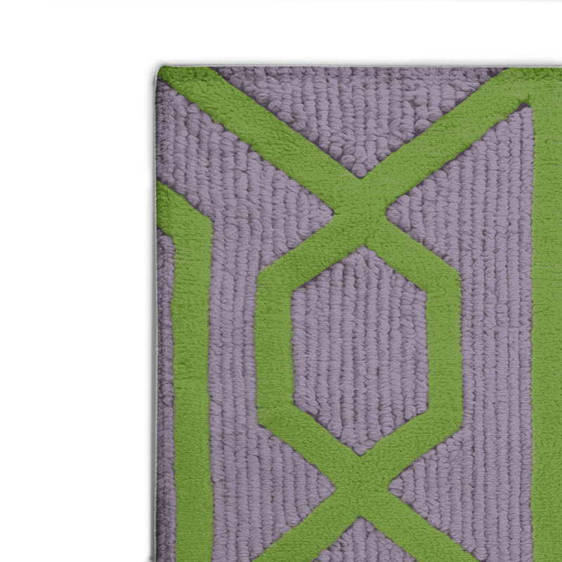 Trellis Green Indoor and Outdoor Area Rug, Rectangle 2' x 3'