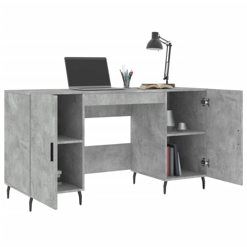 Avaani Metal Base Writing Desk, Concrete Grey
