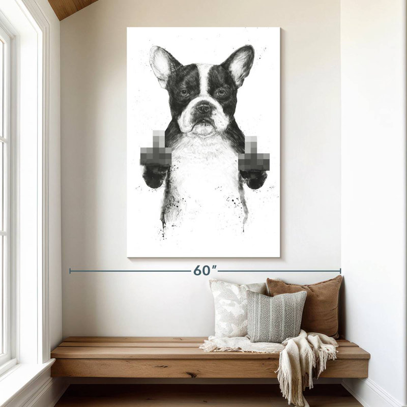 Brampt chien censuré, H 51 po x l 34 po