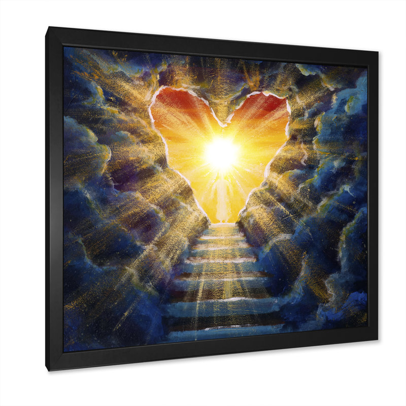 Stairway to He Heaven - Peinture, Impression noire sur toile encadrée, H 16 po x l 16 po x P 1 po