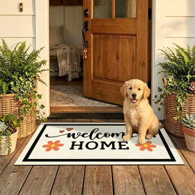  Non-Slip Indoor Outdoor Door Mat, 24"x36",Boho welcome home
