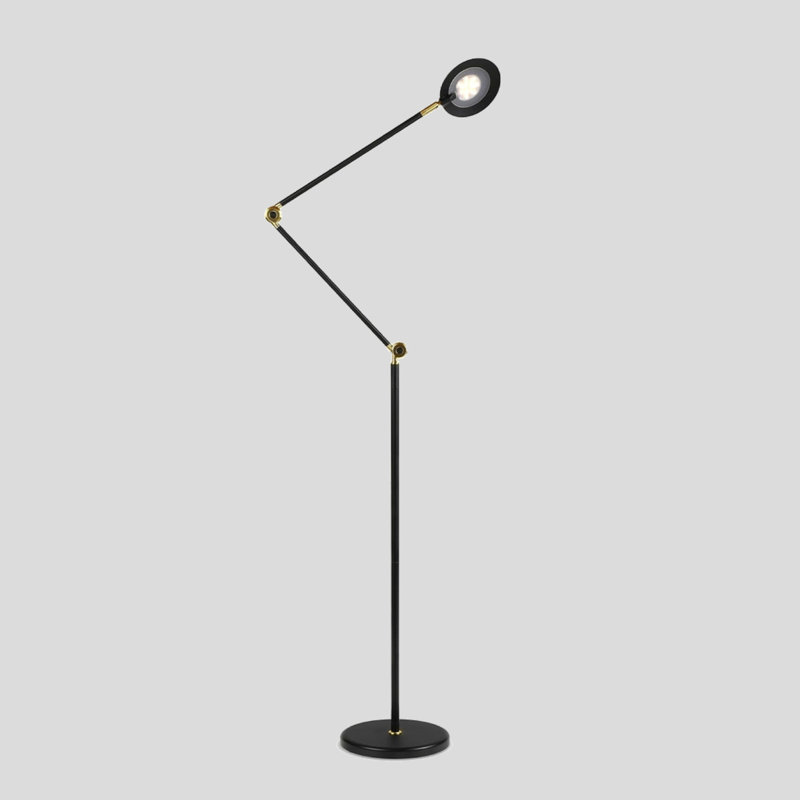 Lampe sur pied DEL industrielle à 3 niveaux avec gradation et température Sage, Noir