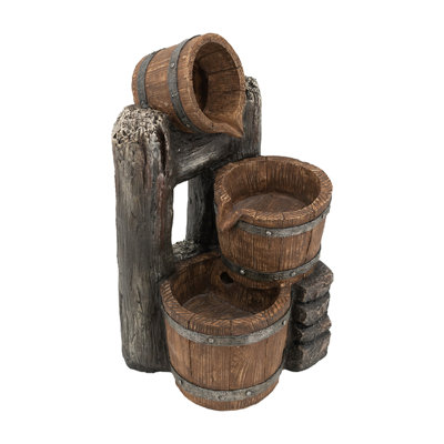 Fontaine décorative à 3 niveaux 10,4 x 9,4 x 19,1 po avec lumières et pompe, brun