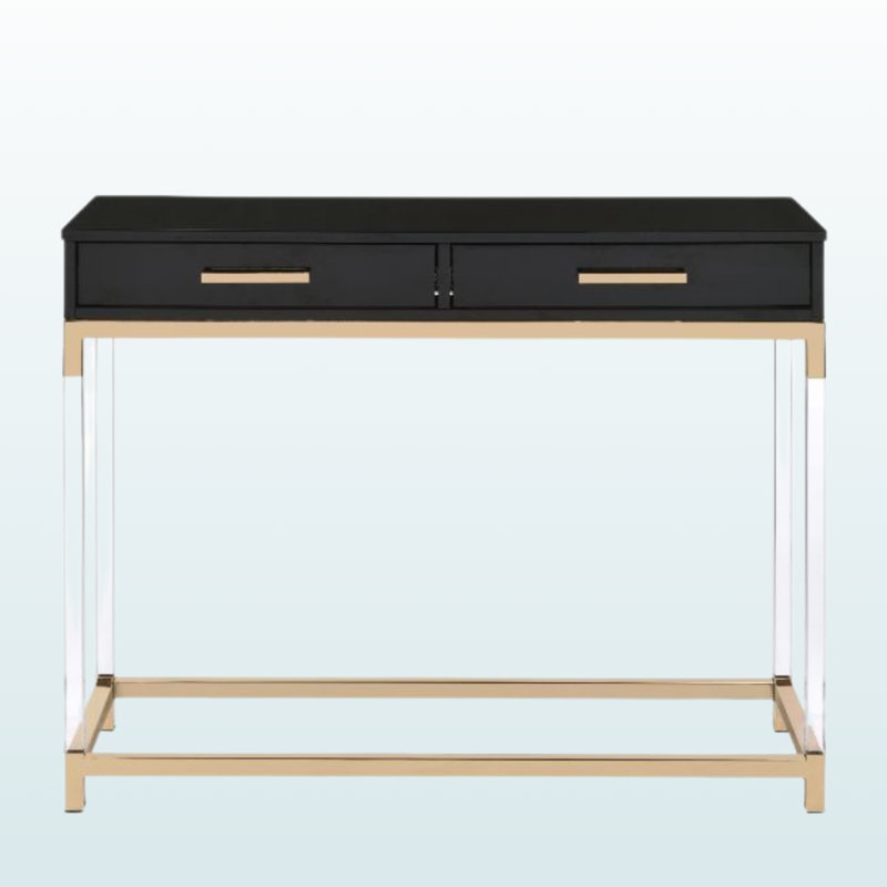 Octave Sofa Table, Black & Gold Finish