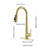 Single Handle Pull Down Kitchen Sink Faucet In Brushed Gold - Stainless Steel Material, 360 Rotating High Arc Nozzle, Three Water Output Styles For Different Uses, Smooth Aerated Flow, Rust Proof-249500356