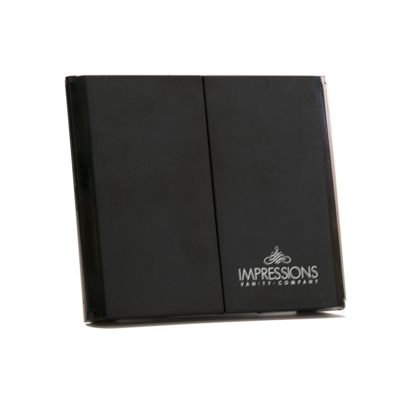 Miroir compact à trois volets avec support rabattable et interrupteur d'alimentation ReveaLight, Noir pro