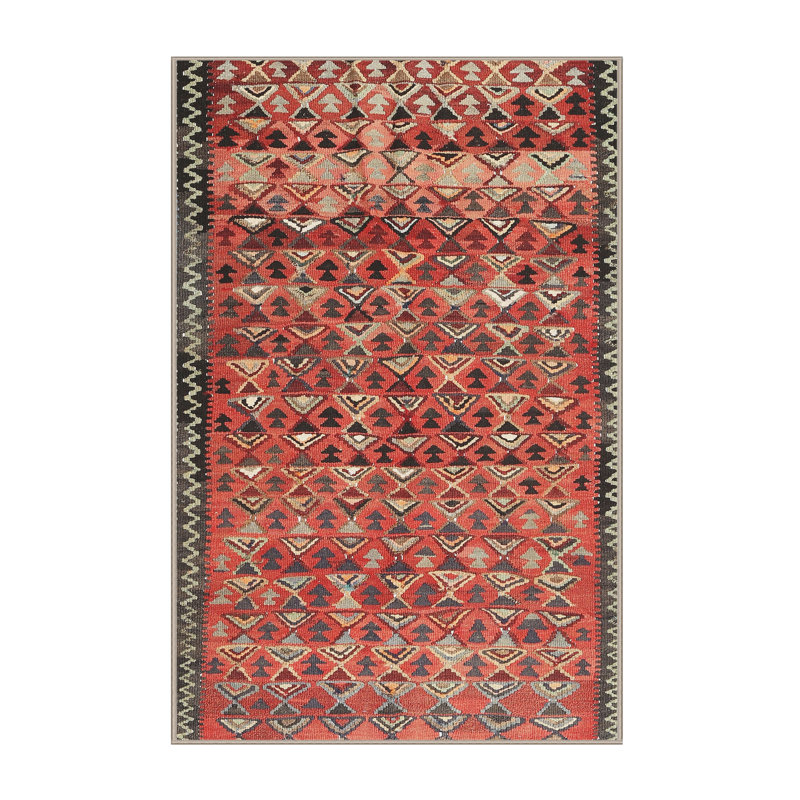 Tapis contemporain rouge / noir, Rectangle 8 pi x 10 pi
