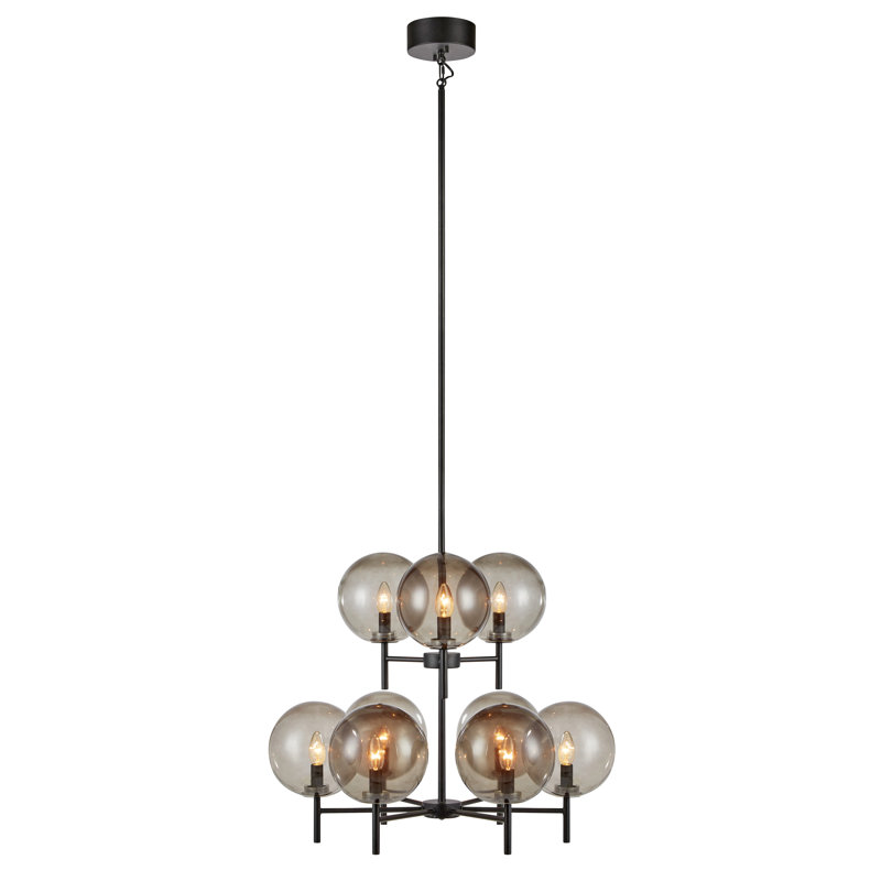 Celine 9 - Light Shaded Chandelier, Black/Smoke