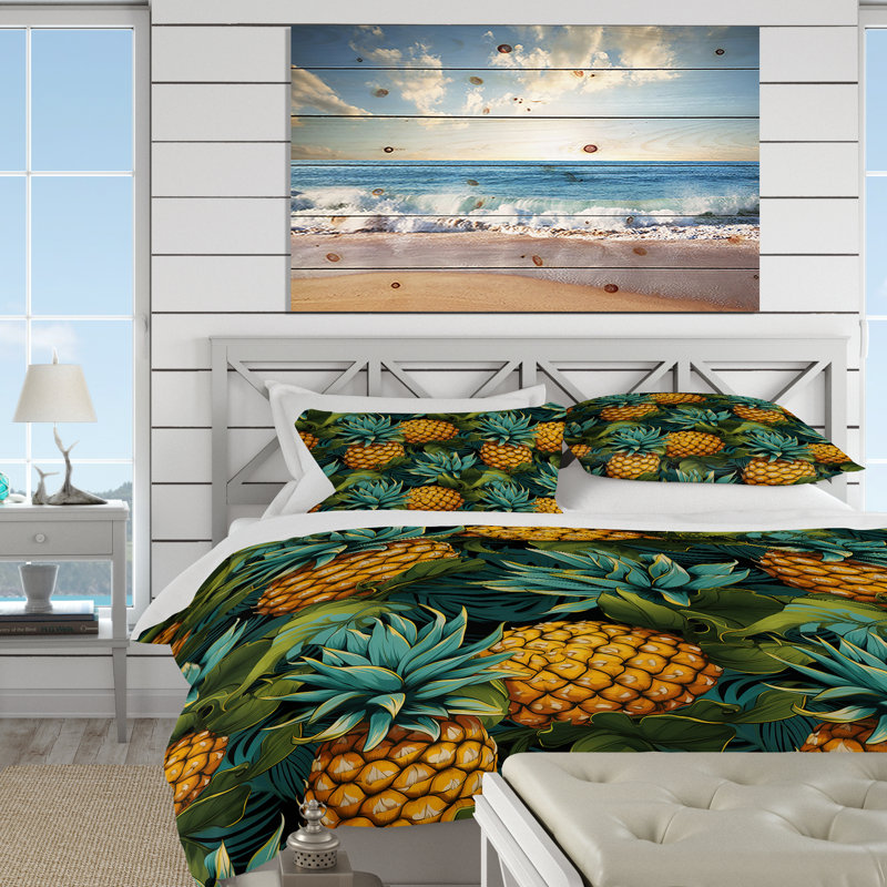 Pineapple Serenity Tropical Pattern III - Ensemble de housse de couette tropical