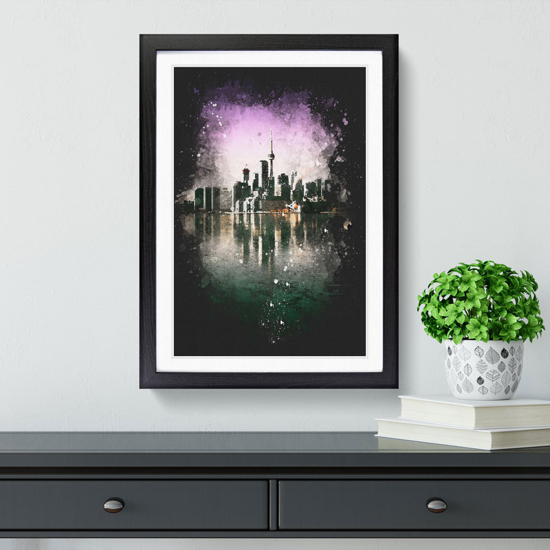 Skyline of Toronto in Canada - Picture Frame Graphic Art Print, 63cm H x 45cm W x 2cm D, Black Framed