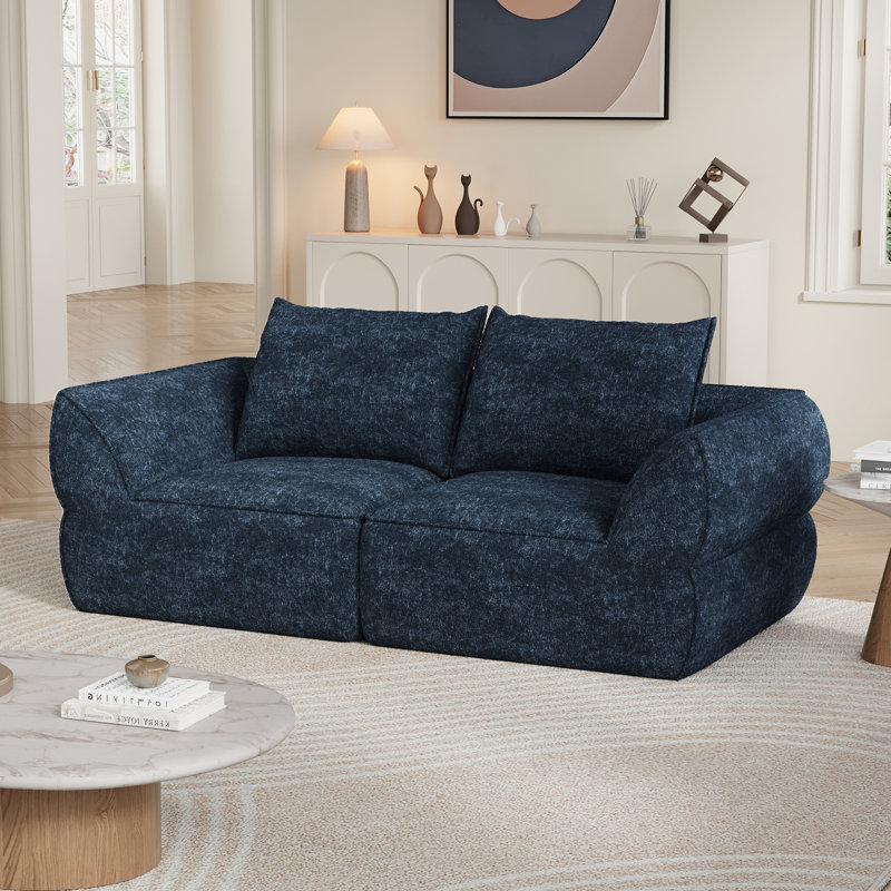 Canapé Boneless de 76,4 po en forme de nuage, canapé à assise profonde avec coussins, canapé moderne sans rembourrage confortable, 1 pièce pour salon, chambre à coucher, appartement, housse amovible, sans assemblage requis, graphite