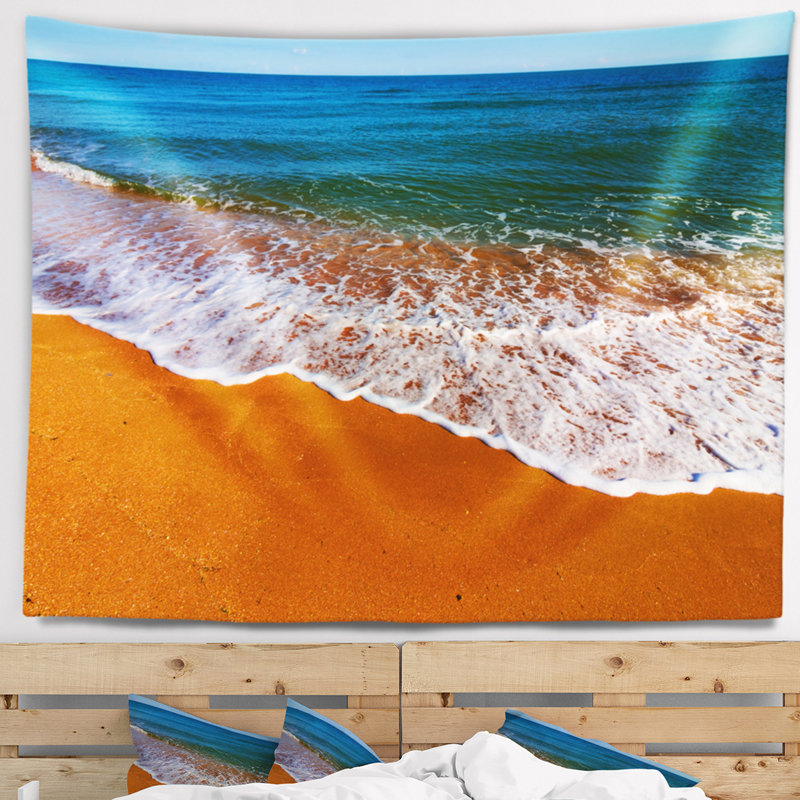 Tapisserie «Beach Seashore Summer White Waves», H 32 po x l 39 po