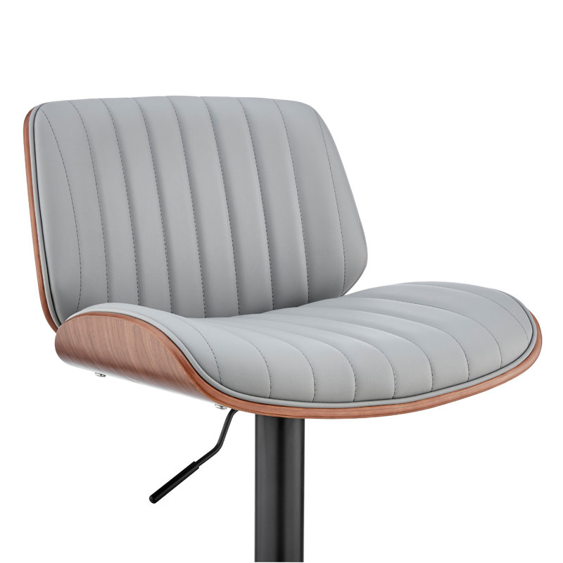 Chaise de bar pivotante en fer et en similicuir Jaqwon, Gris/noyer