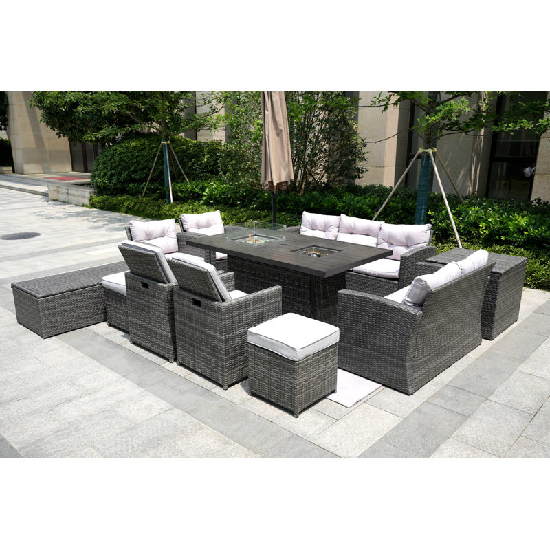 Aliaksey 11 - Person Patio Conversation Set with Cushions