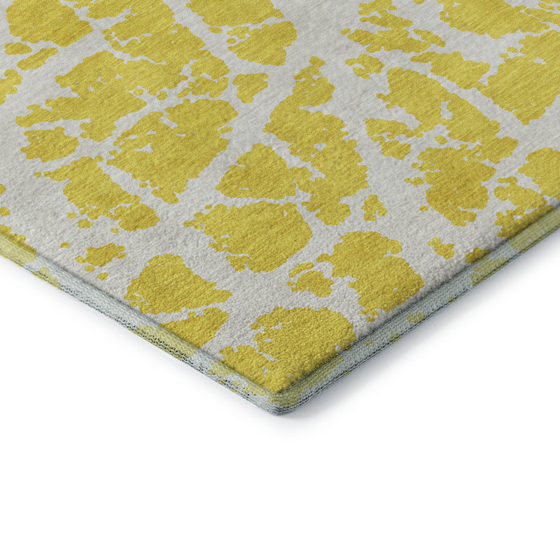Tapis jaune Cerrito AMF501 lavable à la machine de qualité supérieure, Rectangle de 10 pi x 14 pi