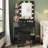 Small Makeup Vanity Desk With Bulb-Frame LED Mirror, Storage Stool & Power Outlet-150314816