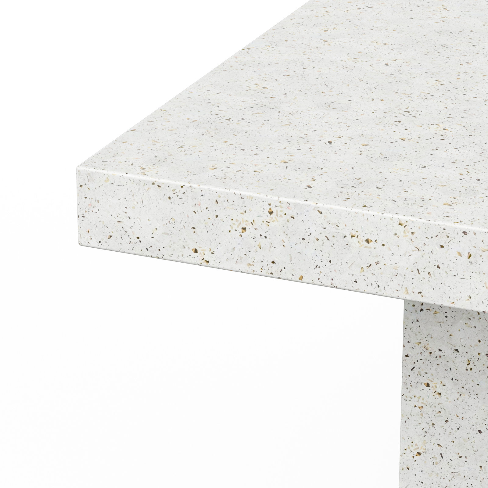 Kareen Pedestal Dining Table, Counter Table (36.25" Height), 82.75" L x 39.25" W, Ivory Terrazo