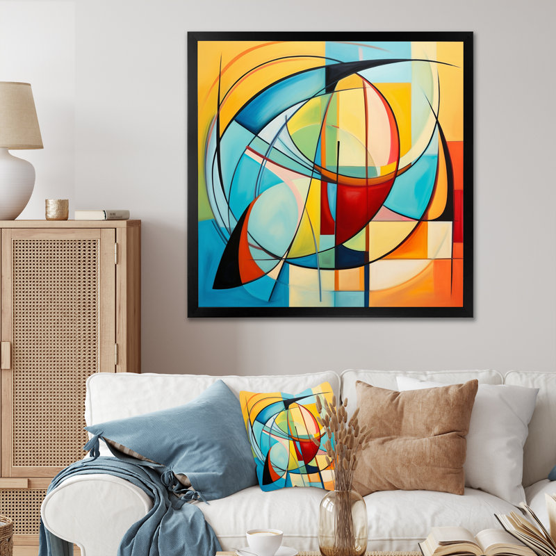 Coloré 0 Mid Century Abstract Essence I - Art abstrait Mid-Century, Cadre photo noir, H 16 po x l 16 po x P 1 po