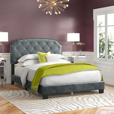 Queen Tufted UpholsteredÂ Low Profile Standard Bed -  Alcott HillÂ®, 481A255162D44B74A532D454DBA3DA07