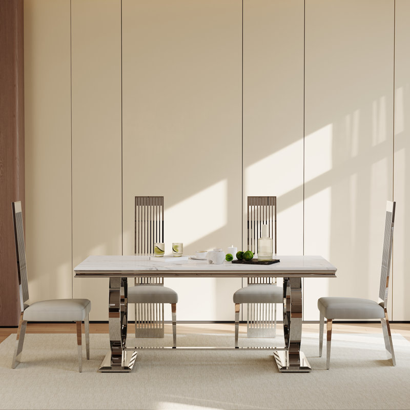 White Dining Chairs With Silver Legs, 4, Silver