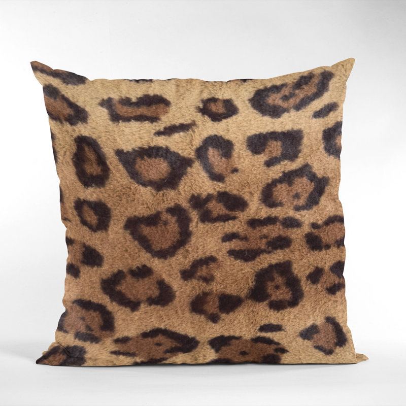 Animal Print Reversible Throw Pillow, 26" x 26", Animal Print, Light Brown/Brown