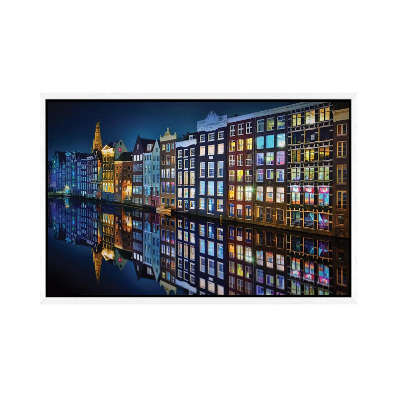 Amsterdam Mirror by Juan Pablo de Miguel - 1 Piece Wall Art on Canvas, 66.04cm H x 101.6cm W x 3.81cm D, White Framed