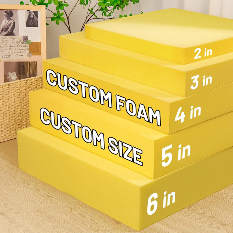 High-Density Foam Cushion Replacement Pad -  Custom Cut Foam for Sofa, Dining Chair, Boat & Bay Window, 2", 24" W x 24" D
