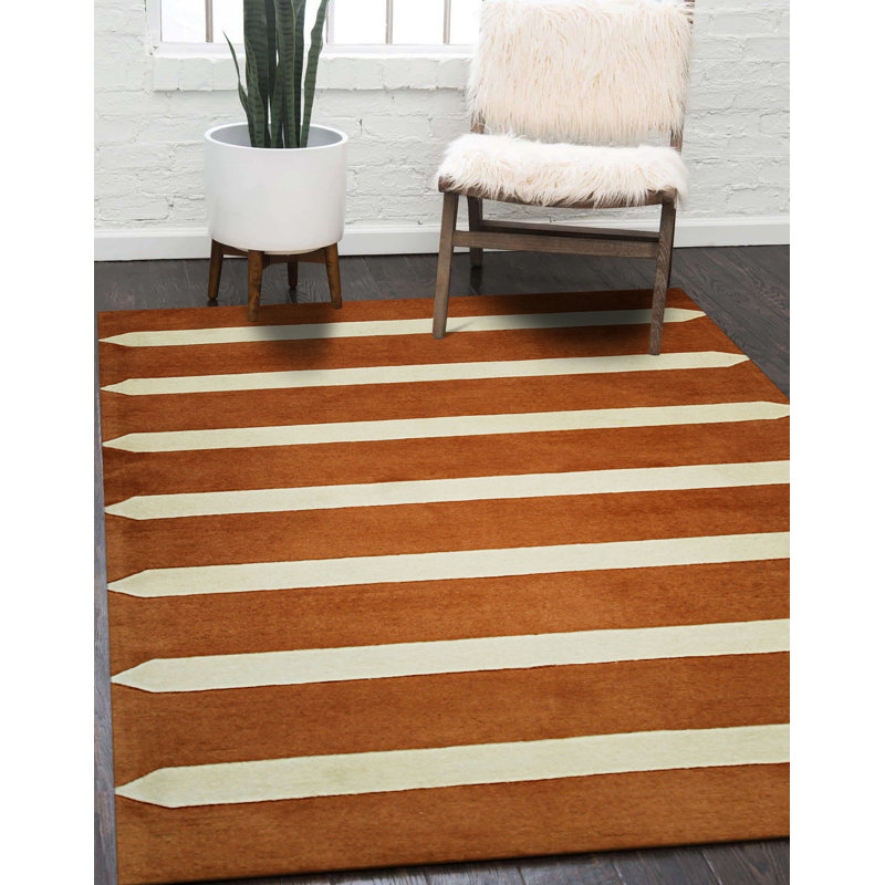 Tapis rayé transitionnel en laine touffeté à la main Louie Elena