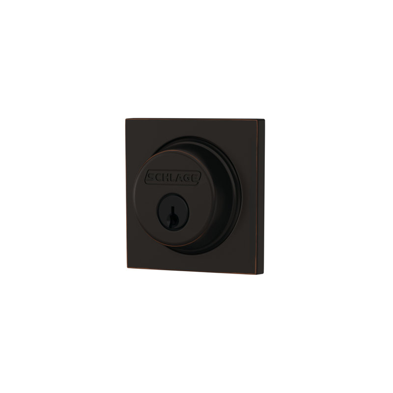 Single Cylinder Deadbolt with Collins Trim, Aged Bronze