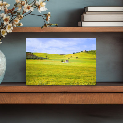 Near Sierra De Yeguas, Malaga Province, Andalusia, Southern Spain. Agriculture. Crops Growing. Windmills On Horizon Producing Electricity. Abstract...