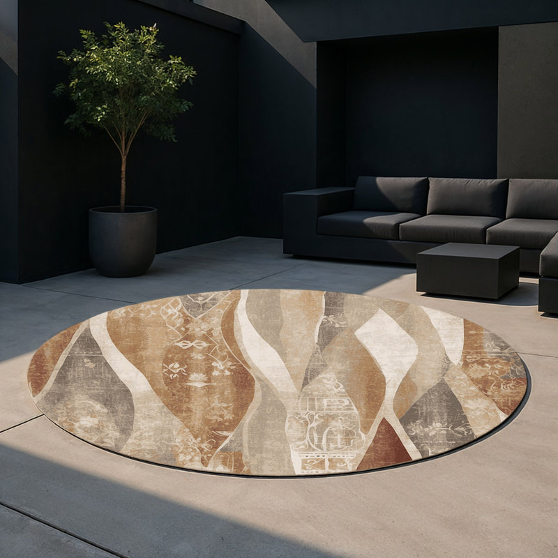 Tapis intérieur et extérieur Whispered Horizon, Rond 5 pi