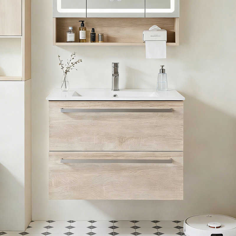  Ensemble de meuble-lavabo mural simple 30 po Katmai, Brun