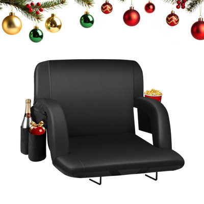 Siège de stade pour gradins avec support pour le dos, fauteuil de gradin inclinable portable avec coussin, accoudoirs réglables, crochets et sangles, fauteuil de stade pliable pour jeux de sport et événements extérieurs