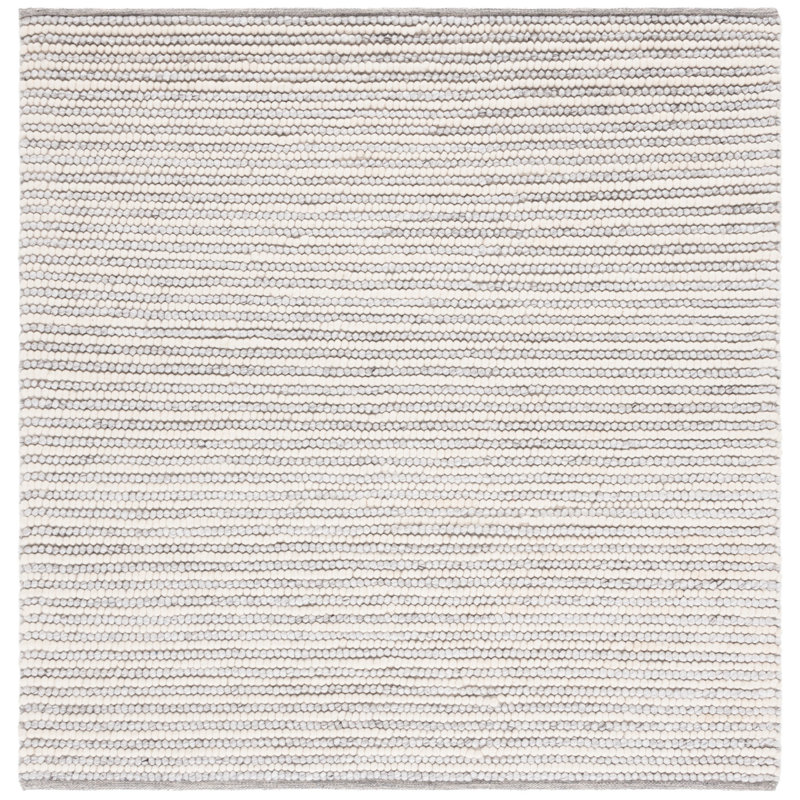 Tapis rayé ivoire / gris clair fait à la main Charvik, Carré 4 pi
