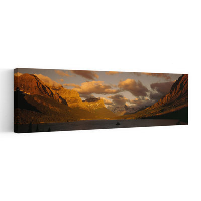 Mountains Surrounding A Lake, St. Mary Lake, Glacier Bay National Park, Montana, Usa Abstract Contemporary Pine Tree Landscape Mountain Wall Art