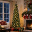 7ft Pre-Lit Slim Noble Fir Artificial Christmas Tree, 499 Tips with 200 Warm White LED Lights, Green