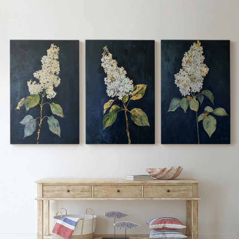 Floral Study Series LV - Ensemble de 3 toiles tendues avec châssis - Prêt à être accroché