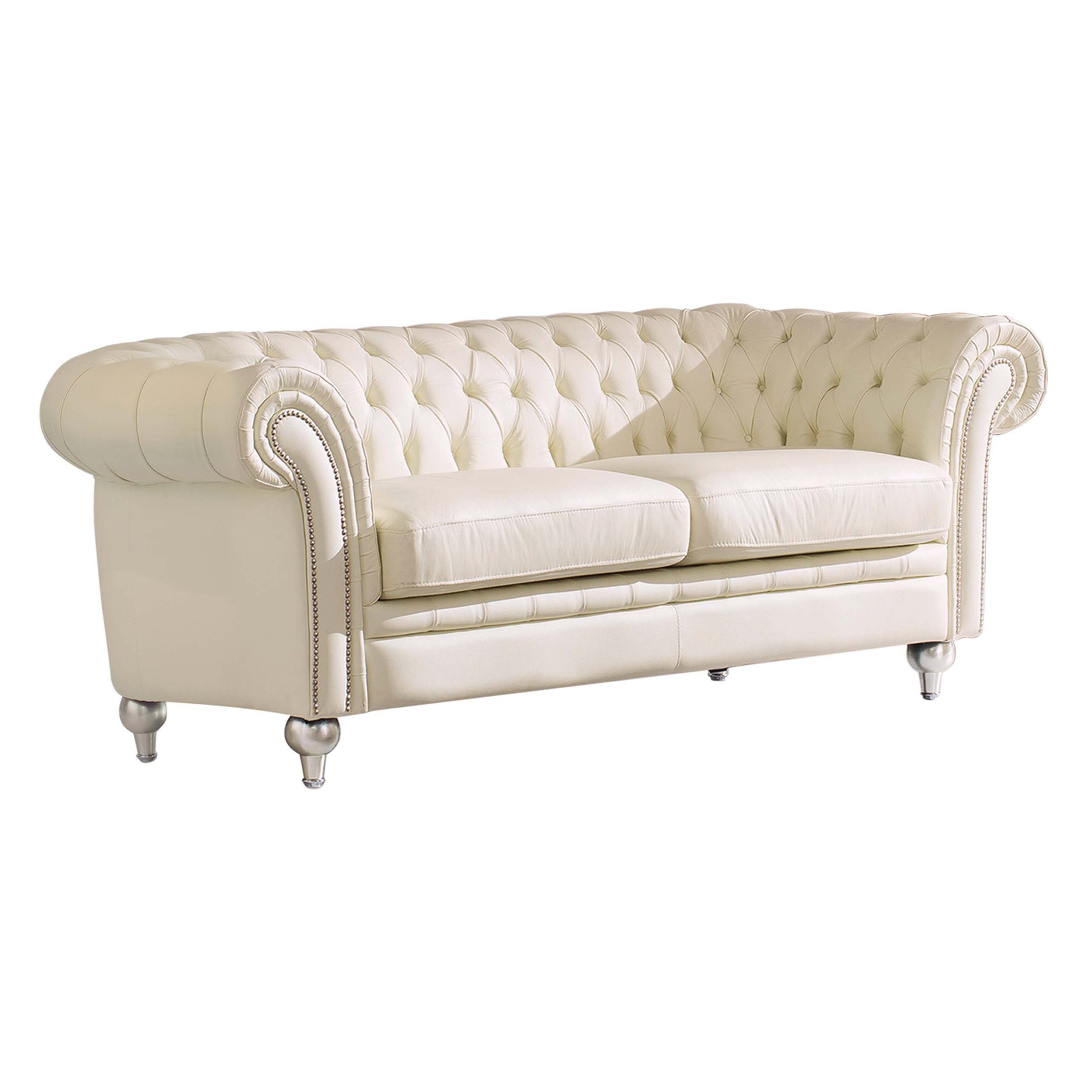 Brady Home Off White Tufted Sofa