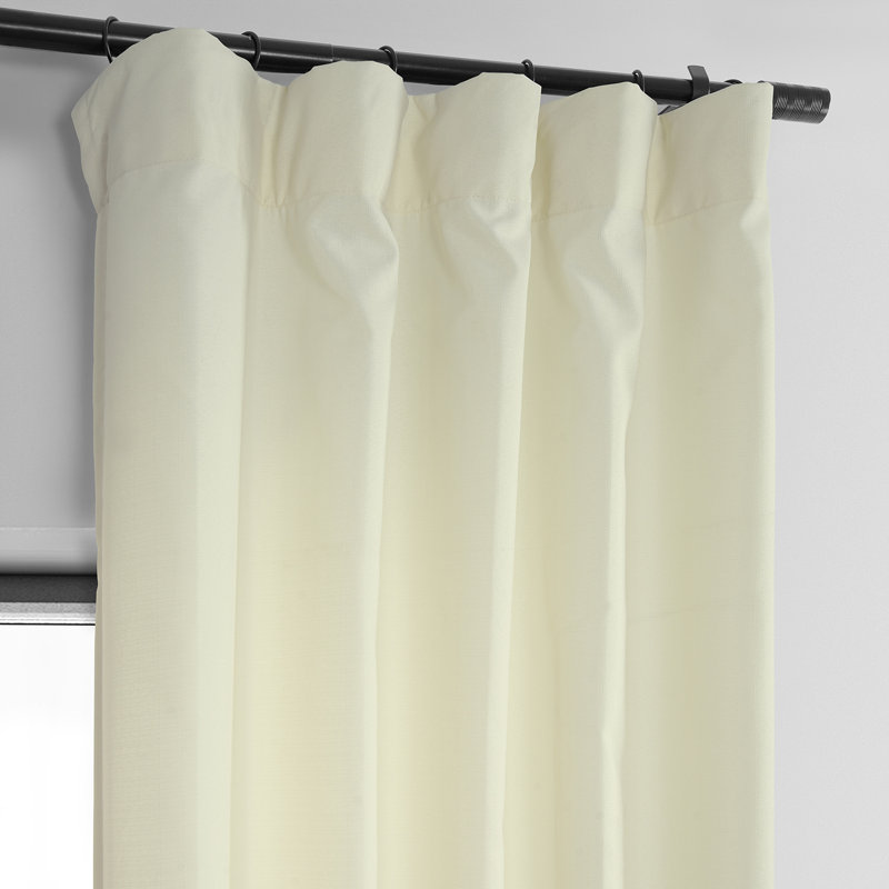 Chittick Dobby Linen Light Filtering Curtains - Single Panel Drapes (1 Panel), 50" W x 108" L, Ivory