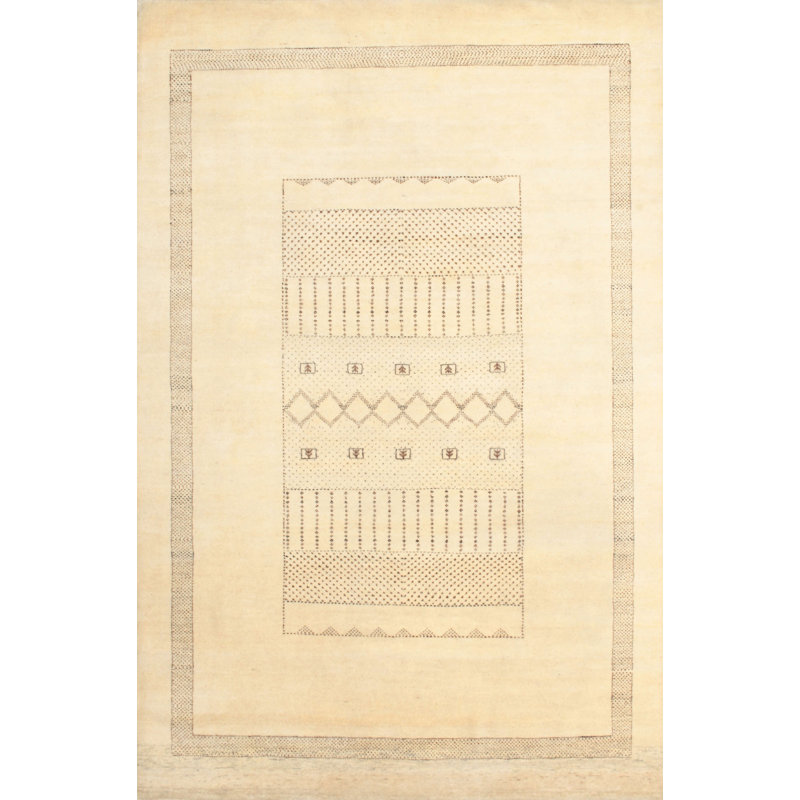 Tapis contemporain crème / brun, Rectangle 8 pi x 12 pi