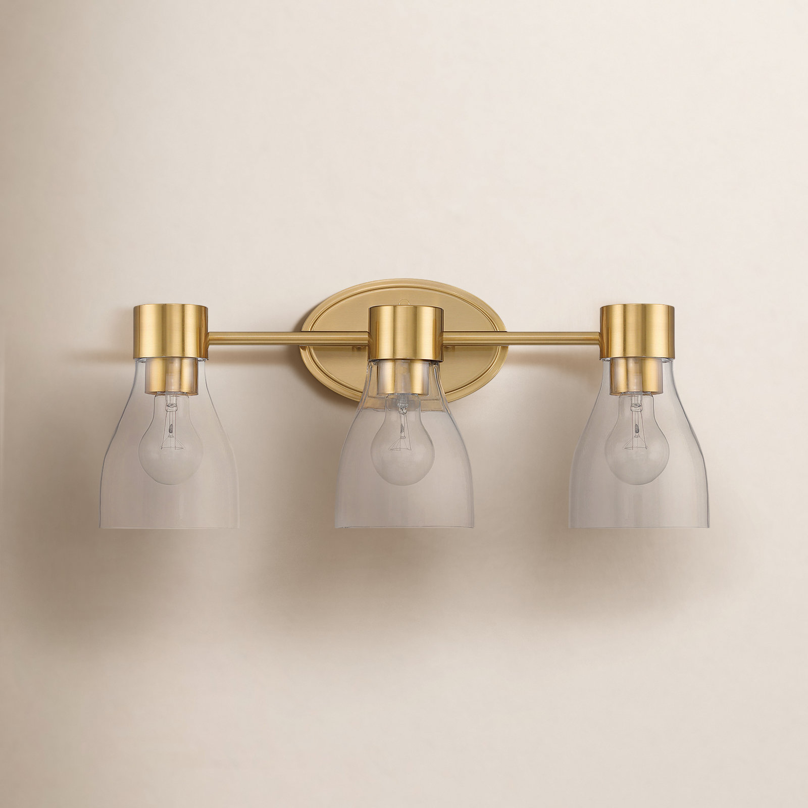 Jessa Dimmable Vanity Light, Brushed Brass, 3
