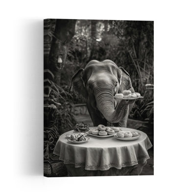 Elephant Tea Party Abstract Forest Landscape Wall Art Print