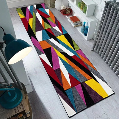 Polygon Geometric Polypropylene Rug – Non-Slip, Durable Floor Mat for Living Room